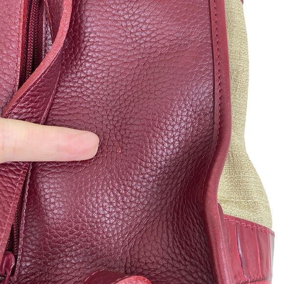 Vintage Brighton Monica Backpack Red Embossed Leather Fabric Leaf Design main image 10